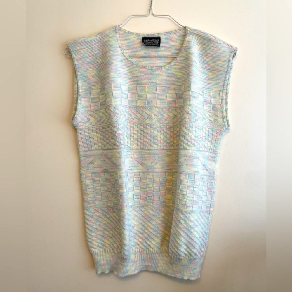 Vintage Multicolor Pastel Knit Sleeveless Top